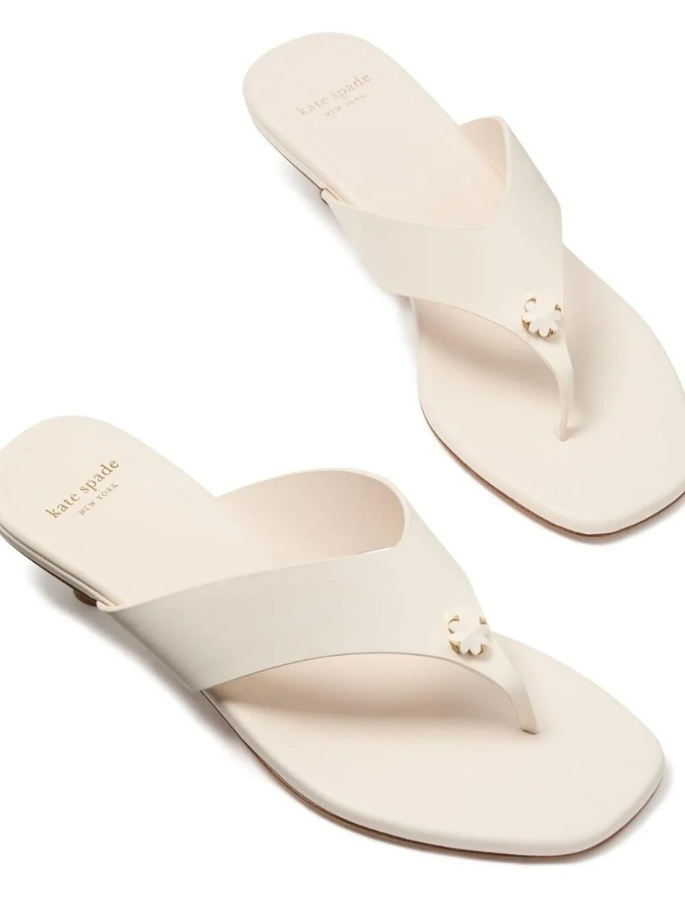 Kate Spade new york Women's Spade Flower Kitten Leather Heel Sandals Size 71/2